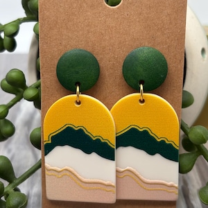 Colorful Boho Geometric Dangle Earrings | Flower Print Acrylic Earrings | Clip-On & Pierced Options