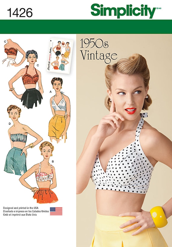 Simplicity Sewing Pattern 8645 Women’s Vintage 50s Halterneck Tops