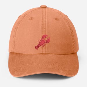 Embroidered Red Lobster Baseball Cap, Lobster Fishing Lover Hat, Vintage Style 100 Cotton Unisex Trucker Hat, Ocean Life Hat, Gift for Her