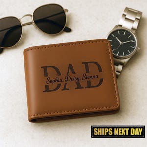 Cartera personalizada para papá con nombres de niños, cartera personalizada para el Día del Padre, cartera de cumpleaños para papá primerizo, regalos para padrinos de boda, regalo de aniversario para él