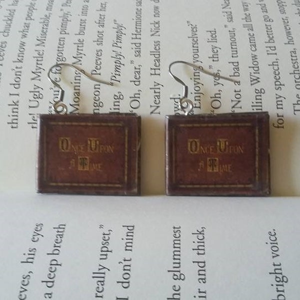 Once Upon a Time Book Earrings / Gift for Her / Book Lover Gift / Henry's Book Jewelry / Handmade Earrings / OUAT Earrings / Book Earrings