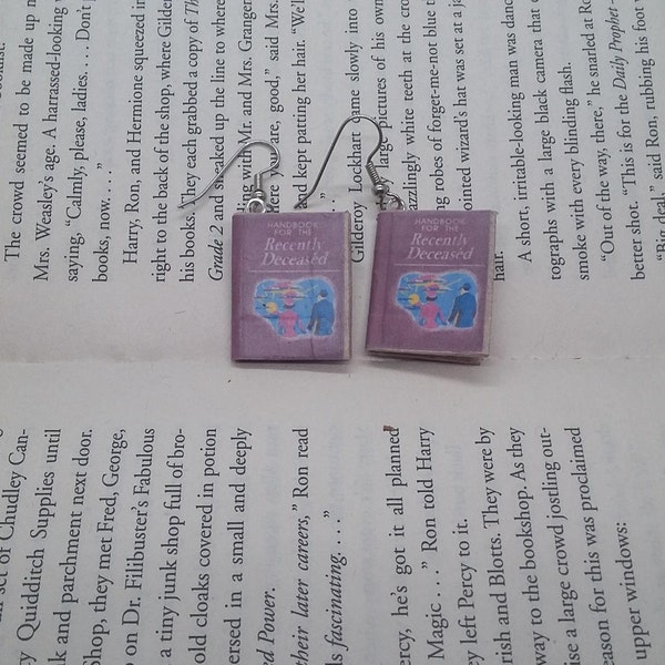 Handbook for the Recently Deceased Earrings - Book Jewelry- Handmade Book Earrings - Mini Book Jewelry - Handmade Mini Book Earrings