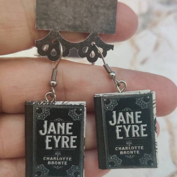 Jane Eyre Earrings - Handmade Book Jewelry - Charlotte Bronte Book Earrings - Mini Book Jewelry - Handmade Mini Jane Eyre Book Earrings