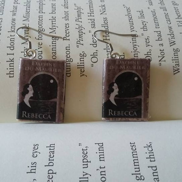 Rebecca Earrings - Book Jewelry - Handmade Rebecca  Earrings - Rebecca Book Jewelry - Handmade Book Earrings - Teacher Gift - Gift for Her