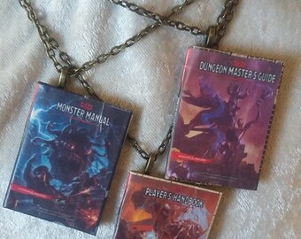 Dungeons and Dragons Book Pendant/Ornament - DnD Book Jewelry - Handmade Jewelry - Players Handbook - Monster Manual - Dungeon Masters Guide