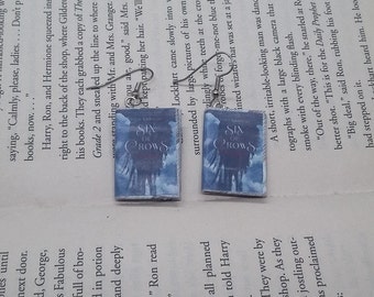 Six of Crows Book Earrings - Handmade Book Jewelry - Crooked Kingdom Book Earrings - Mini Book Jewelry - Mini Book Earrings