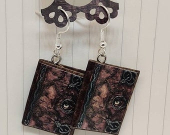 Hocus Pocus Book Earrings - Handmade Book Jewelry - Book Earrings - Mini Book Jewelry - Mini Book Earrings