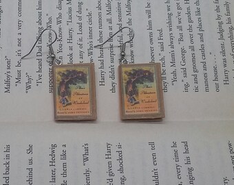 Alice in Wonderland Book Earrings - Handmade Book Jewelry - Handmade Book Earrings - Mini Book Jewelry - Handmade Mini Book Earrings