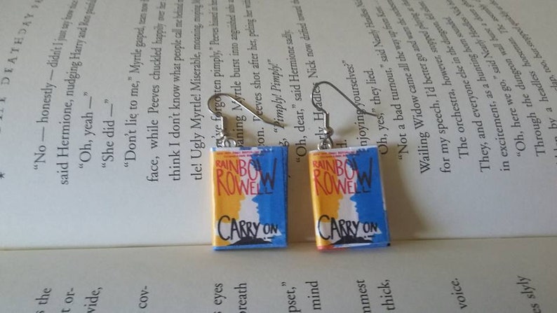 Carry On Earrings - Book Jewelry - Rainbow Rowell Book Jewelry - Handmade Book Earrings - Gift for Her - Gift for Teacher-Gift for Librarian 