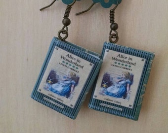 Alice in Wonderland Book Earrings / Handmade Book Jewelry / Handmade Earrings / Alice in Wonderland Jewelry / Gift for Her / Book-lover Gift