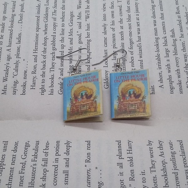Little House on the Prairie  Book Earrings - Book Jewelry - Handmade Book Earrings - Mini Book Jewelry - Handmade Mini Book Earrings