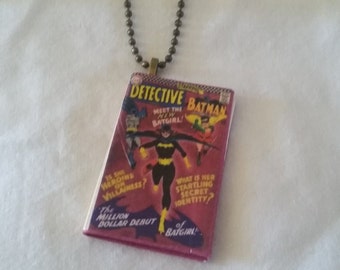 Batgirl Comic Book Pendant/Ornament Mini Comic Book Pendant  - Mini Comic Book Pendant - Batgirl Comic Book Ornament-Mini Comic Book Jewelry