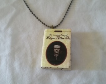 Edgar Allan Poe Jewelry - Mini-Book Pendant - The Complete Poetry of Edgar Allan Poe  - Poetry - Gothic Necklace - Edgar Allan Poe Necklace
