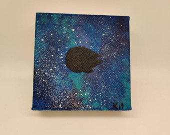 SALE *** Hand-Painted Nerd Art - Painting on Canvas - Sci-Fi and Fantasy Artwork - Galaxy - Outer-space Artwork - Spaceship Art