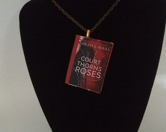 A Court of Thorns and Roses Pendant/Ornament- Book Jewelry - Handmade ACOTAR Book Necklace - Mini Book Jewelry - Sarah J. Maas Mini Book