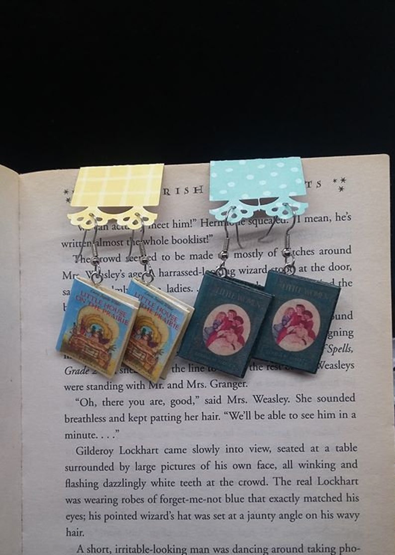 Little House on the Prairie Book Earrings Book Jewelry Handmade Book Earrings Mini Book Jewelry Handmade Mini Book Earrings image 3