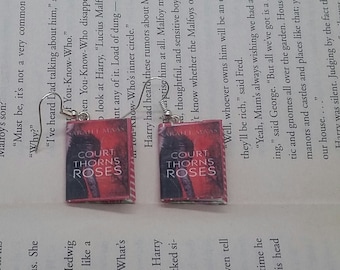 A Court of Thorns and Roses Earrings - Book Jewelry - Handmade ACOTAR Book Earrings - Mini Book Jewelry - Sarah J. Maas Mini Book Earrings