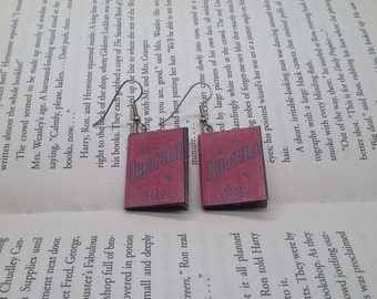 Dracula Book Earrings - Handmade Book Jewelry - Handmade Book Earrings - Mini Bram Stoker Book Jewelry - Handmade Vampire Book Earrings