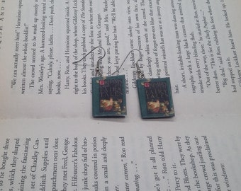 Grimm's Fairy Tales Book Earrings - Book Jewelry - Handmade Book Earrings - Mini Book Jewelry - Handmade Mini Book Earrings