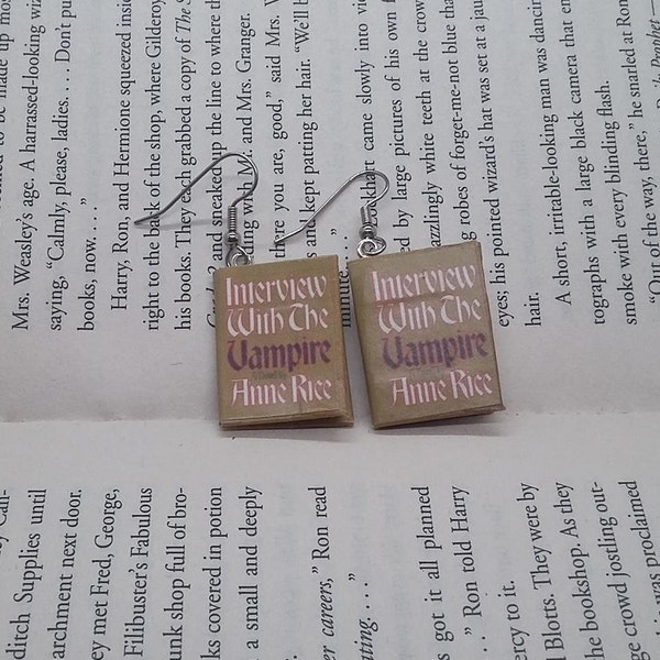 Interview With The Vampire Earrings / Gift for Her / Book Lover Gift / Book Jewelry / Book Earrings / Librarian Gift / Mini Book Earrings