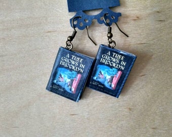 A Tree Grows in Brooklyn Book Earrings - Book Jewelry - Handmade Book Earrings - Mini Book Jewelry - Handmade Mini Book Earrings