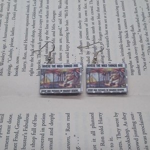 Where the Wild Things Are Book Earrings - Book Jewelry - Handmade Book Earrings - Mini Book Jewelry - Handmade  Book Earrings