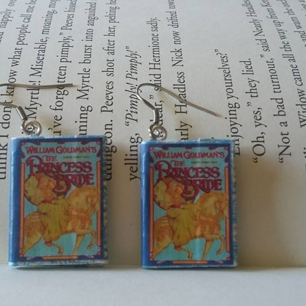 Princess Bride Earrings - Book Jewelry- Handmade Princess Bride Book Earrings - Mini Book Jewelry - William Goldman Mini Book Earrings