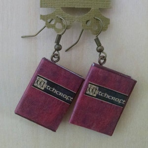 Witchcraft Book Earrings Willow's Witchcraft Book Jewelry Handmade Book Earrings Mini Book Jewelry Handmade Buffy Book Earrings image 1