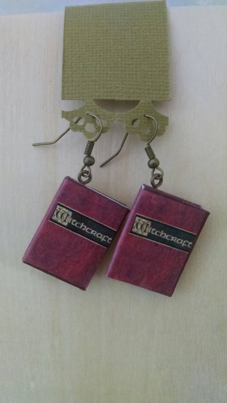 Witchcraft Book Earrings Willow's Witchcraft Book Jewelry Handmade Book Earrings Mini Book Jewelry Handmade Buffy Book Earrings image 1