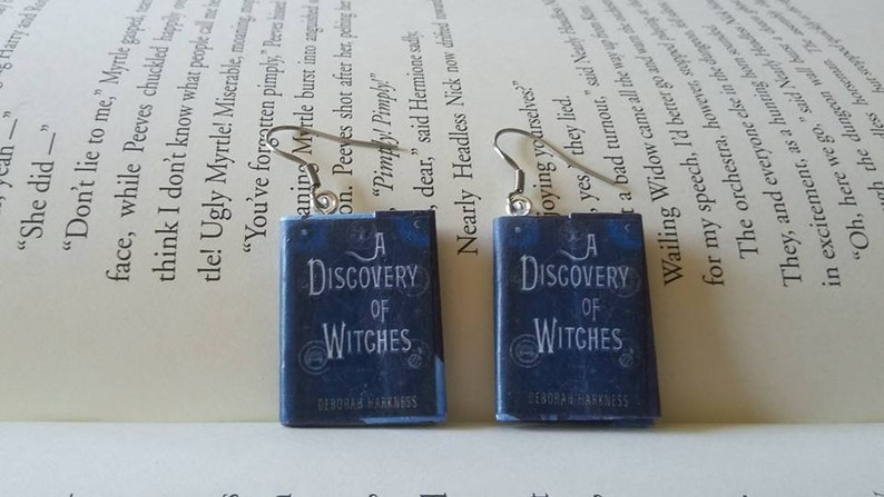 A Discovery of Witches Earrings / Gift for Her / Book Lover Gift / Book Jewelry / Book Earrings / Librarian Gift / Teacher Gift / Mini Book image 1