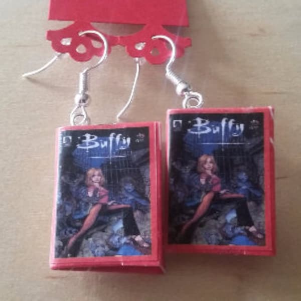 Buffy the Vampire Slayer Comic Book Earrings / Handmade Comic Book Jewelry / Handmade Buffy Earrings / Comic Book Jewelry / BTVS Earrings