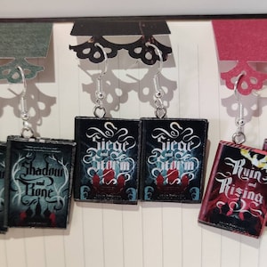 Shadow and Bone Earrings - Handmade Book Jewelry - Siege and Storm Book Earrings - Mini Book Jewelry - Ruin and Rising Book Earrings