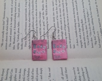 Book Earrings / Burn Book Earrings / Mean Girls Earrings / Burn Book Jewelry / Mean Girls Jewelry / Handmade Book Earrings / Gift for Her