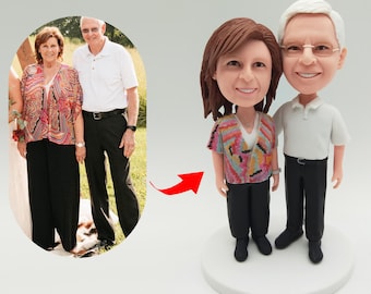 Custom happy couple bobbleheads, customized 60th wedding anniversary figurines for parents, special gift for parents, personalized figurines