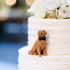 Handmade Polymer Clay Pet Cake Topper: Custom Dog Wedding Sculpture