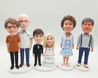 Personalized Wedding Bobbleheads,Gay Wedding Cake Decorations, Custom Parents 50th Wedding Anniversary Figurines, Holiday Gifts for Couples