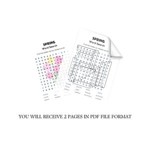 Spring Word Search for Kids | Fun Printable Activity Worksheets - Etsy