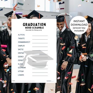 College or High School Graduation Games | Word Search & Word Scramble | Printable Graduation Party Games