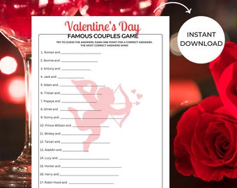 Valentine's Day Famous Couples Trivia Game | Printable & Downloadable Fun!