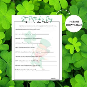 St. Patrick&#39;s Day Riddle Me This Trivia Game | St. Patrick&#39;s Day Activity | Printable & Downloadable!