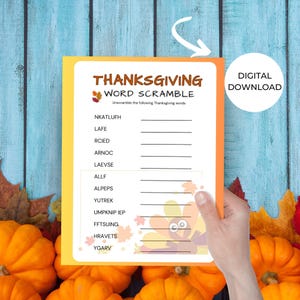 Thanksgiving Word Scramble for Kids - Printable Holiday Fun!