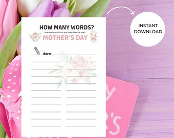 Mother's Day How Many Words Game | Fun Activity for Mother's Day Brunch or Family Gatherings