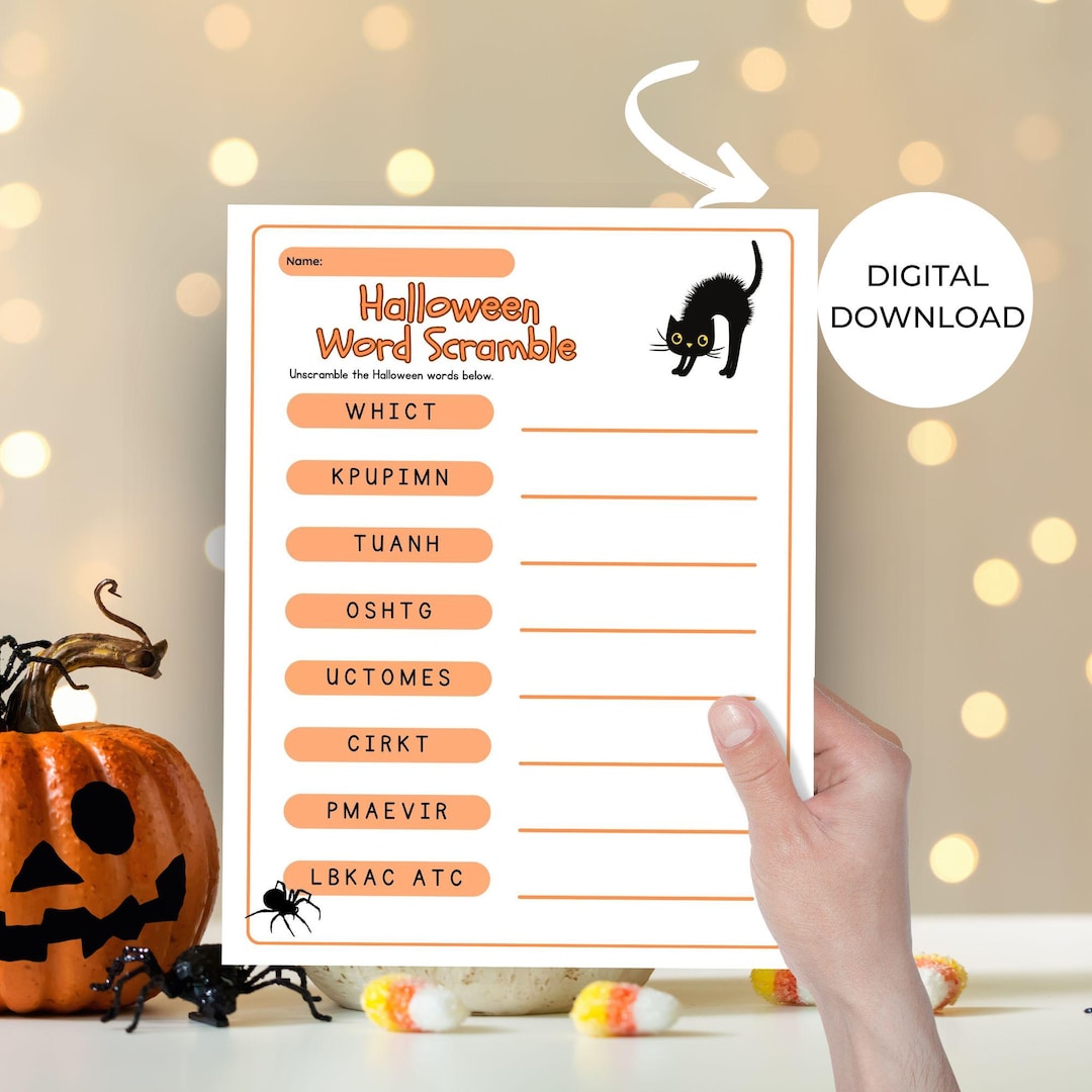 Halloween Word Scramble Activity for Kids -- Printable Fun! - Etsy