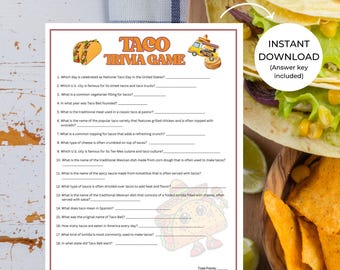 Taco Trivia Game | Fun for Cinco de Mayo, Taco Birthdays, Quinceañera Parties & Taco Tuesdays