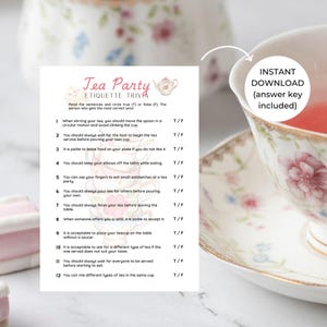 Tea Party Etiquette Trivia Game - Fun and Engaging Activity for Tea Lovers - Perfect for Bridal Showers, Baby Showers, and Tea Gatherings