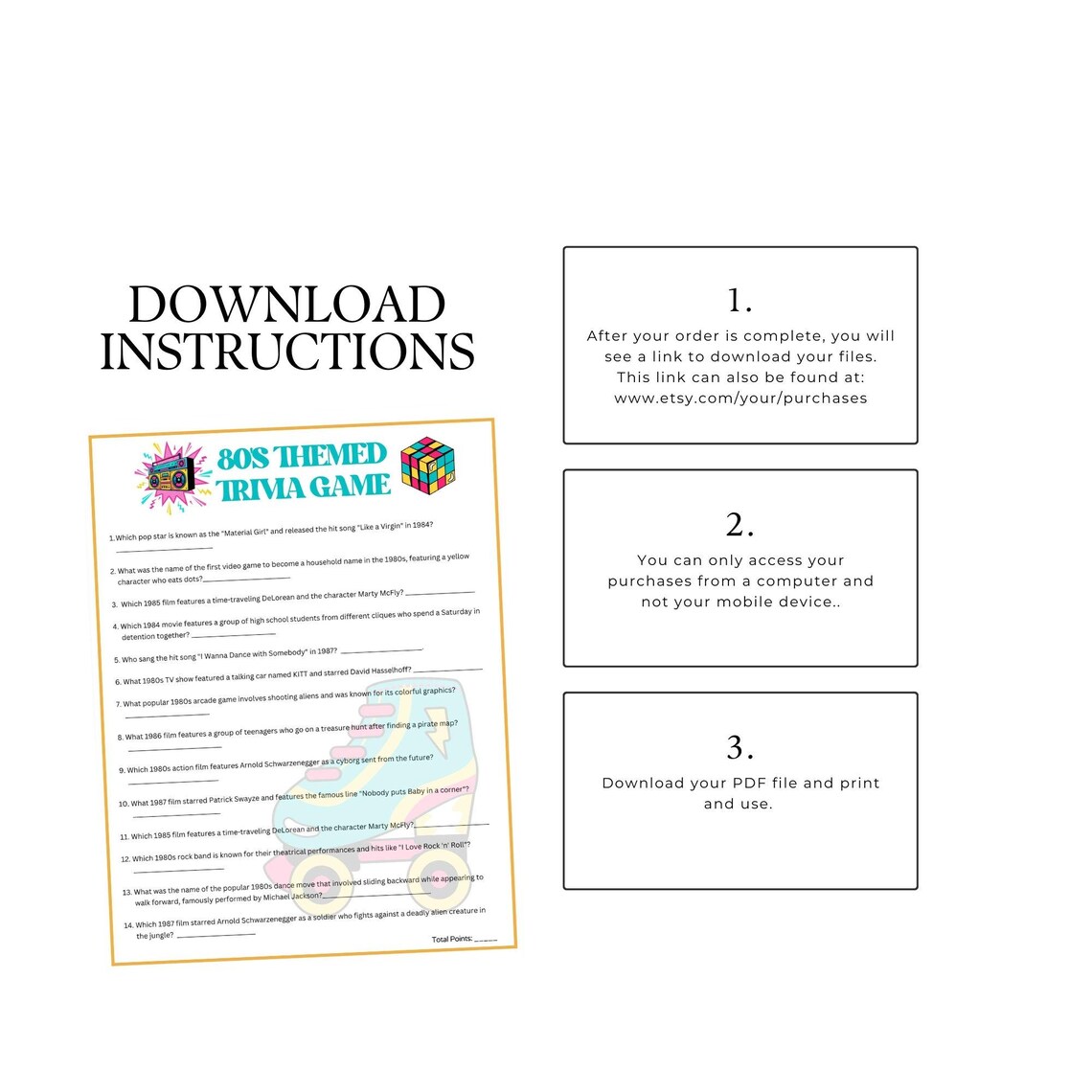 80's Themed Trivia Game | Printable Trivia Fun for Office Parties ...