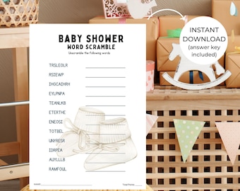 Baby Word Scramble Game | Printable Baby Shower Game | Baby Word Puzzle