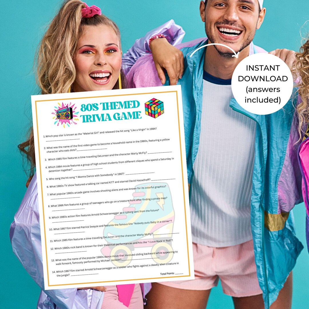 80's Themed Trivia Game | Printable Trivia Fun for Office Parties ...