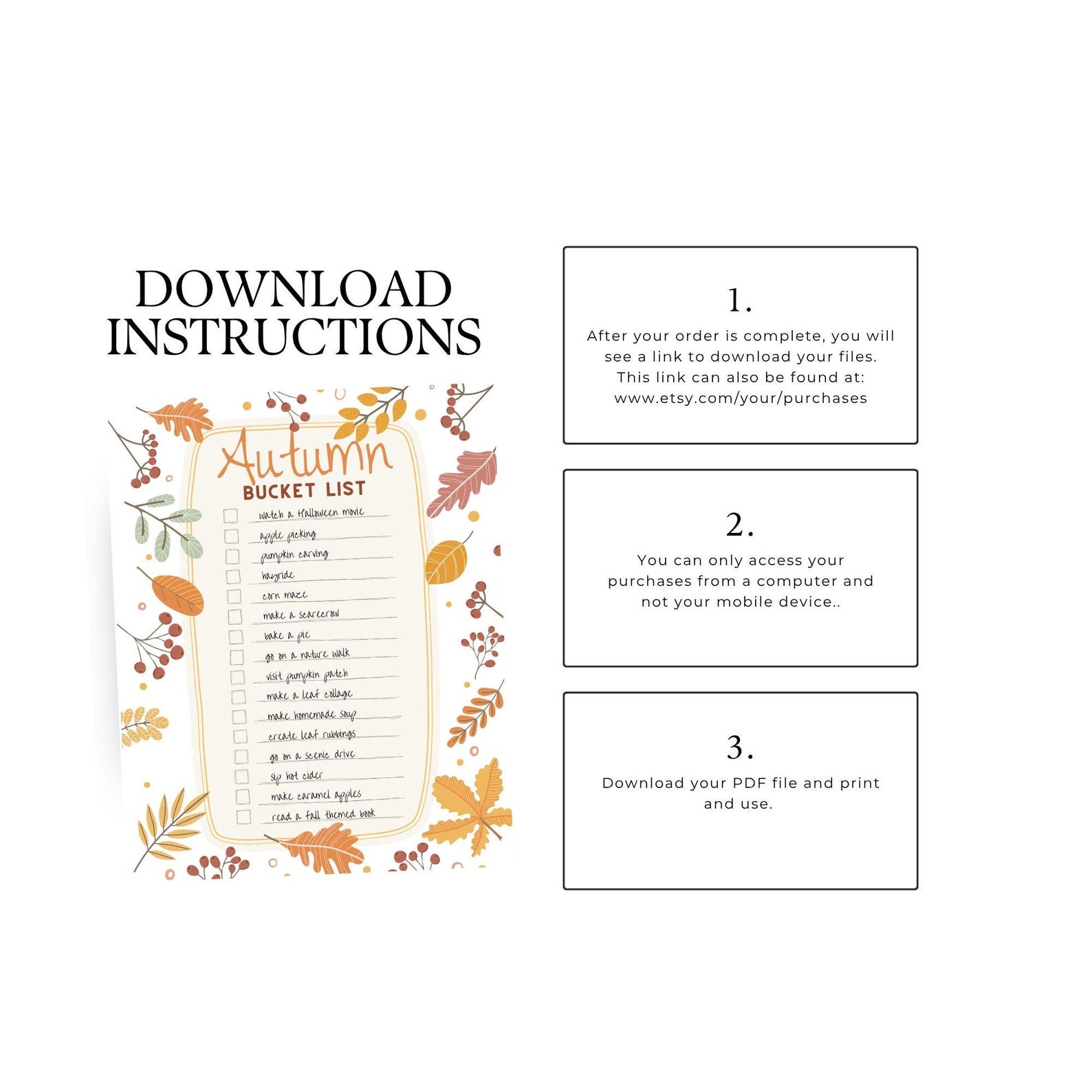 Washington Fall Activity Checklist Autumn Bucket List Printable for Kids – Fun Fall Activities Checklist ...