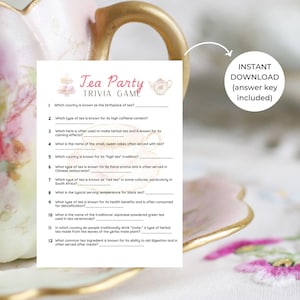Tea Party Trivia Game - Trivia Game for Tea-Themed Bridal Showers, Baby Showers, and Birthday Parties